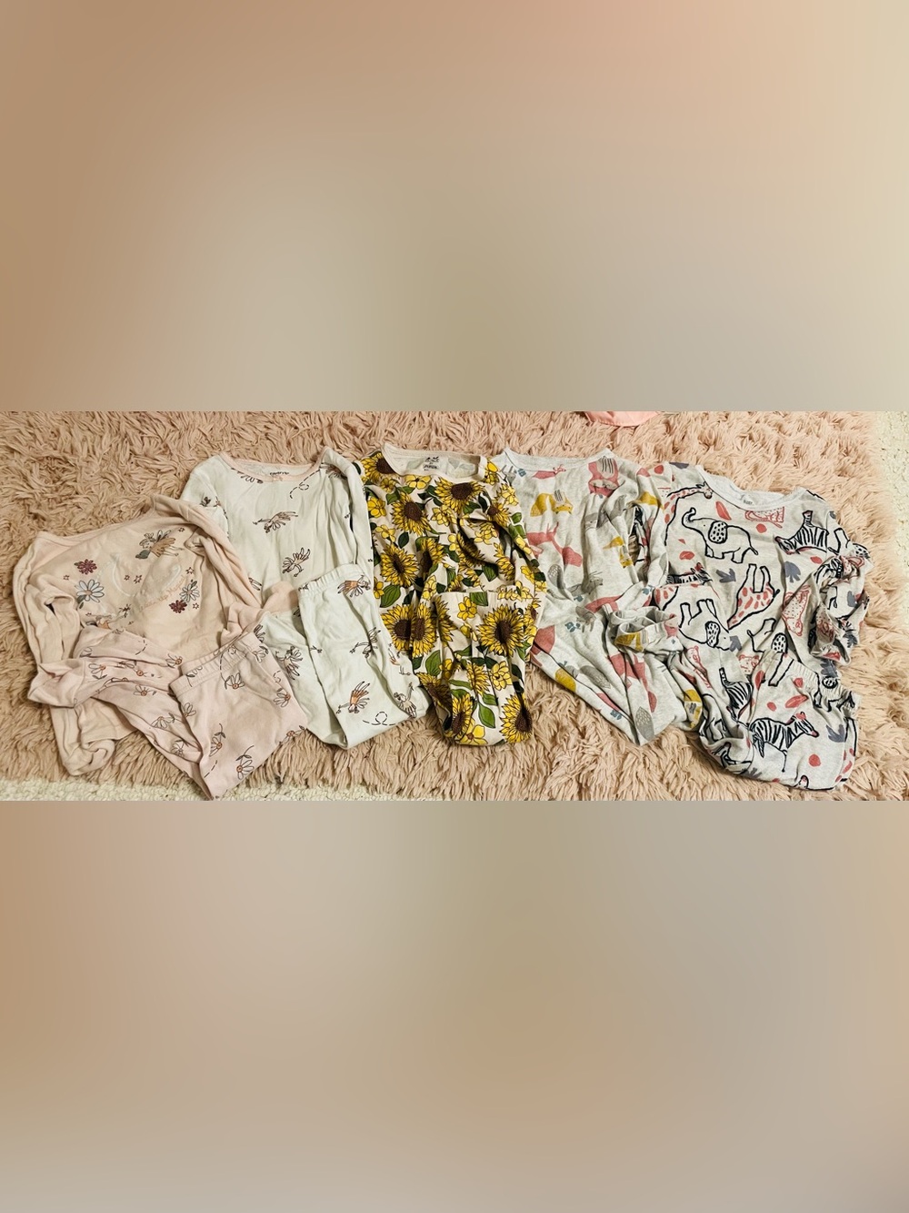 2T Girls’ 2-Piece Long Sleeve Pajama Bundle – 5 Sets
